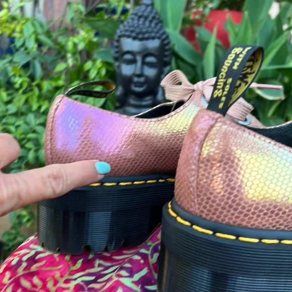 Pink Iridescent Platform Dr. Martens Oxford Loafers - Picture 17 of 17